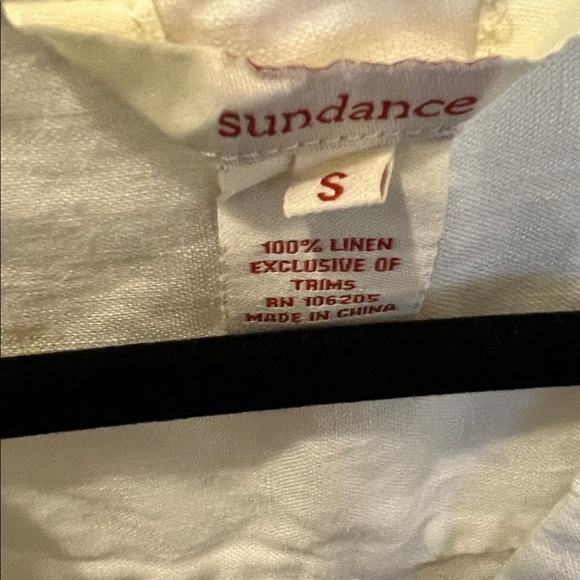 Sundance 100% Linen Top Size S White Long Sleeve Button Front Boho Coastal top - Picture 2 of 5